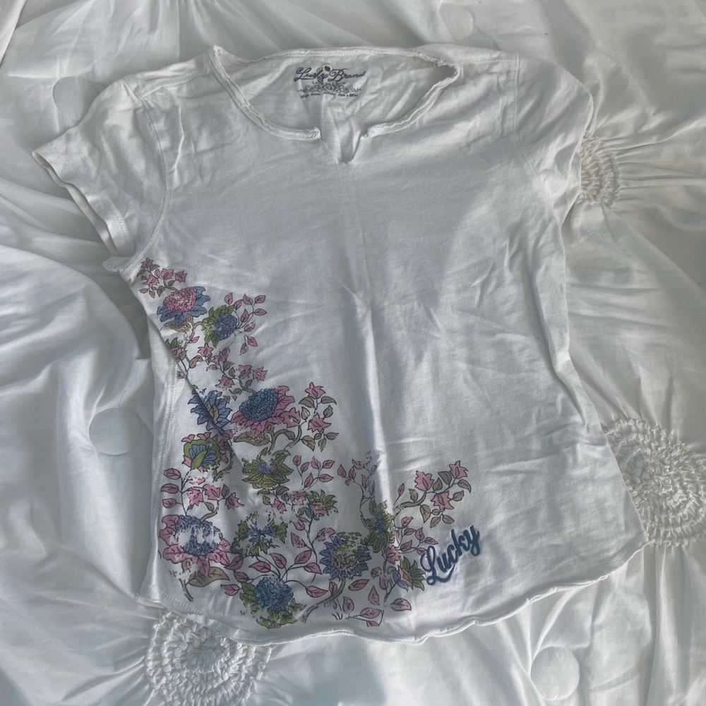 VINTAGE Lucky Brand White Floral Top